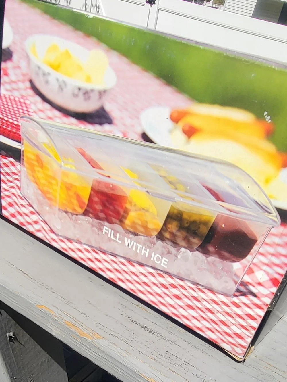 Ice Cooled Condiment Serving Container Chilled Garnish Tray with 5 Compartments
